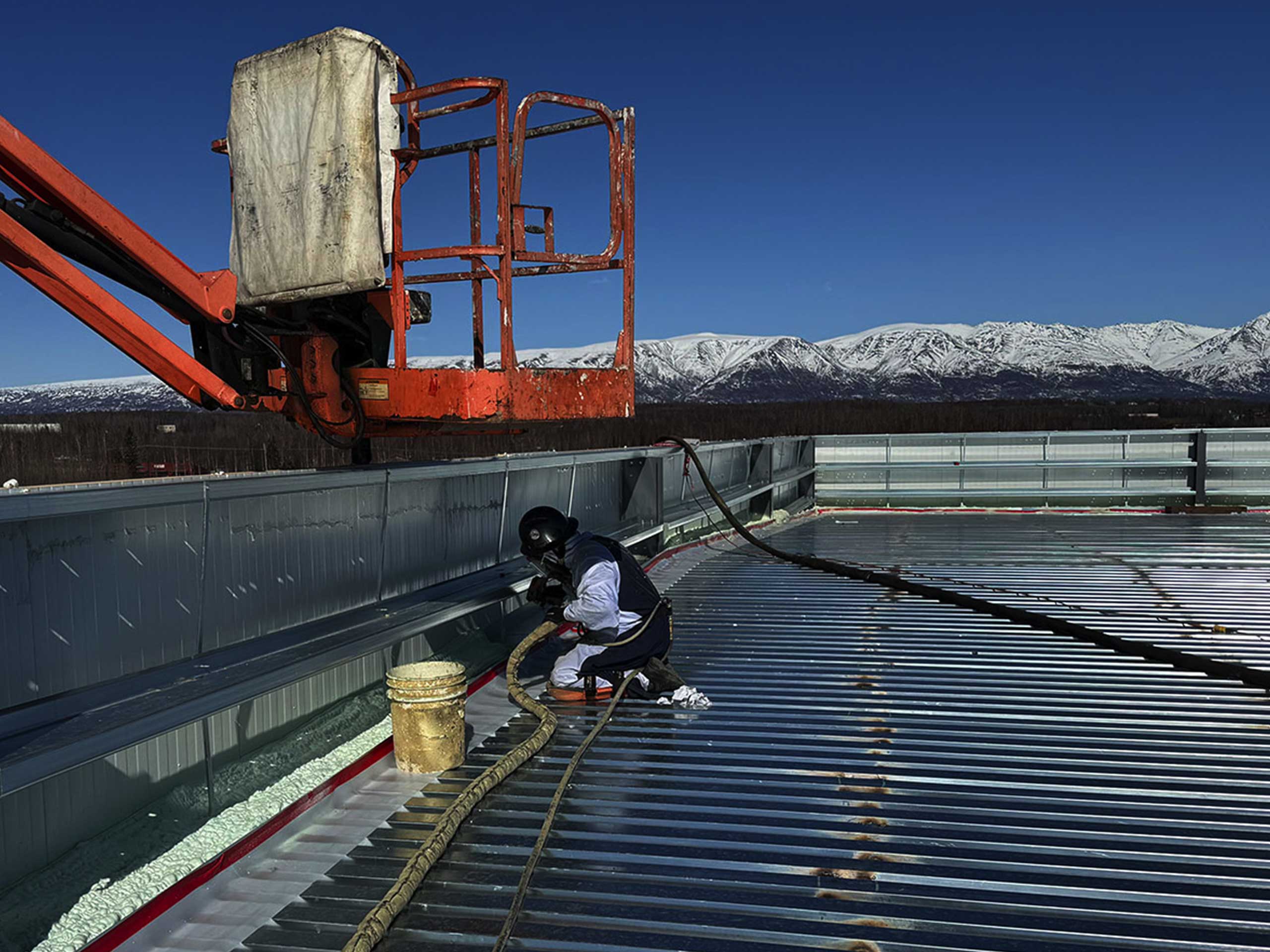 Spray Foam Insulation on Commercial Roof